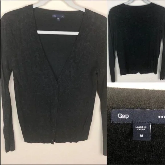Gap cardigan. Gray with shadow pattern on fabric. Medium - Picture 7 of 8